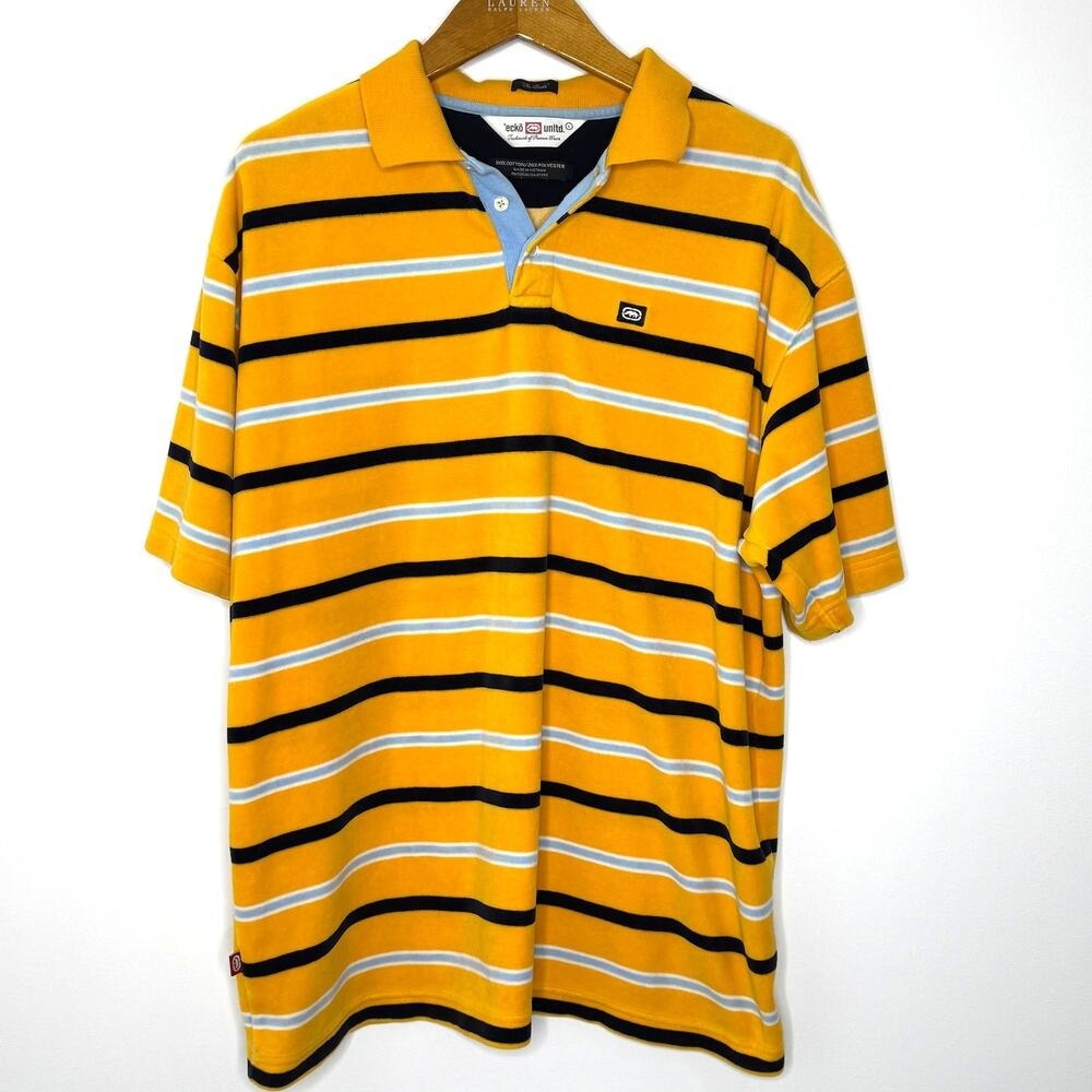 ecko unltd the banks striped‎ velour polo